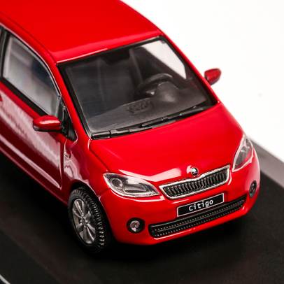 Skoda Citigo 3 usi 2013, macheta auto scara 1:43, rosu, vitrina plexic, Abrex
