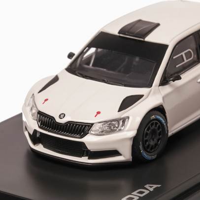 Skoda Fabia III R5  2015, macheta auto scara 1:43, alb, vitrina plexic, Abrex
