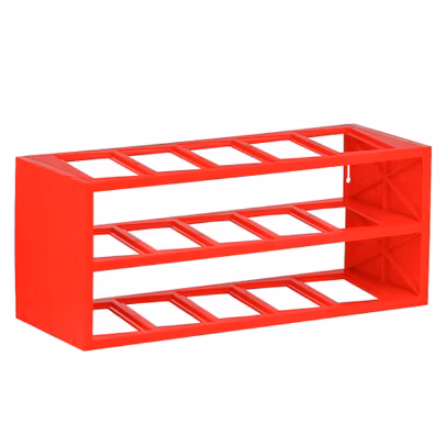 Stativ vitrina expunere machete 1:43 din plastic rosu - tip etajat - Magazine models