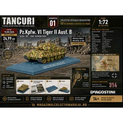 Prezentare Nr.1 Pz.Kpfw. VI Tiger II Ausf. B din colectia Tancuri DeAgostini 1:72