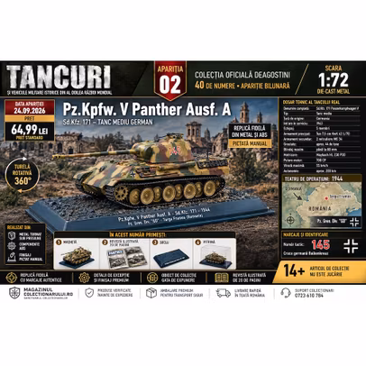 Nr.2 Pz.Kpfw. V Panther Ausf. A 145 la scara 1:72 DeAgostini - Targu Frumos Romania 1944