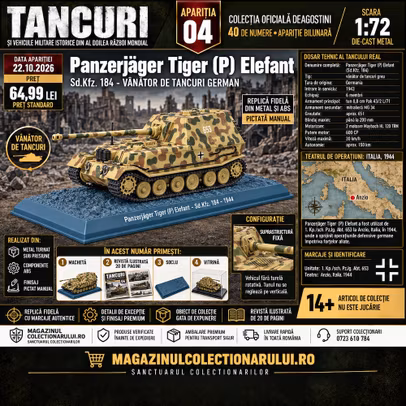 Nr.4 Panzerjager Tiger P Elefant Sd.Kfz. 184 1:72 DeAgostini - 1 Kp sch PzJg Abt 653 Anzio 1944