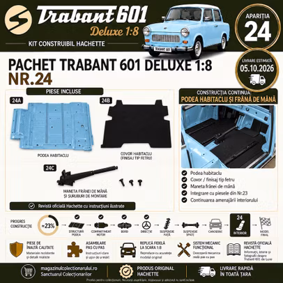 Trabant 601 Deluxe 1:8 Nr.24 podea habitaclu cu fetru si maneta franei de mana Hachette