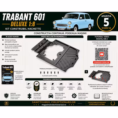 Trabant 601 Deluxe 1:8 Nr.5 podeaua masinii si suruburi pentru montaj Hachette