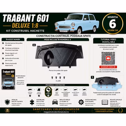 Trabant 601 Deluxe 1:8 Nr.6 panou de podea din spate 6A si 4 suruburi DM Hachette