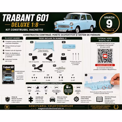Trabant 601 Deluxe Nr 9 perete despartitor si pompa de frana kit construibil 1:8 Hachette