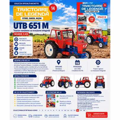 UTB 651M Romania macheta tractor 1:43 Hachette Tractoare de legenda nr 14