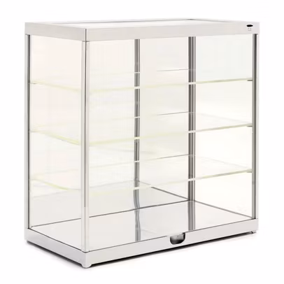 Vitrina 4 niveluri argintie 1-18 iluminata led - vedere 3/4 dreapta fata