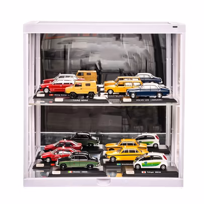 Vitrina neagra LED cu oglinda pt expunere machete scara 1:18