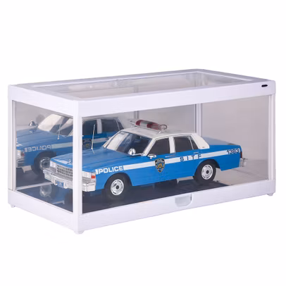 Vitrina alba LED cu oglinda pentru expunere machete 1:18