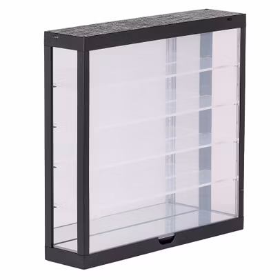 Vitrina de Perete cu LED si Oglinda pentru Machete 1:64 - 1:43, Negru - vedere 3/4 dreapta fata