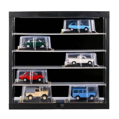 Vitrina de Perete cu LED si Oglinda pentru Machete 1:64 - 1:43, Negru - vedere din fata