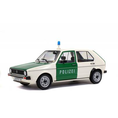 Volkswagen Golf I (L) Polizei 1983, macheta auto, scara 1:18, alb cu verde, Solido