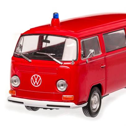 Volkswagen Bus T2 Pompieri 1972, macheta auto, scara 1:24, rosu, Welly-5