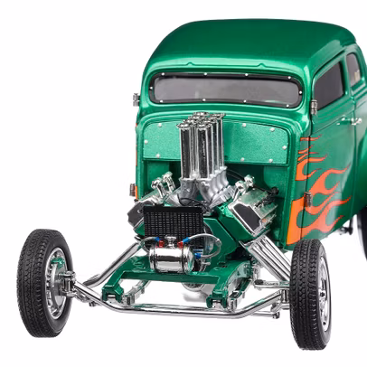 Willys Gasser Rat Fink 1933, macheta auto  scara 1:18, verde cu galben, ACME