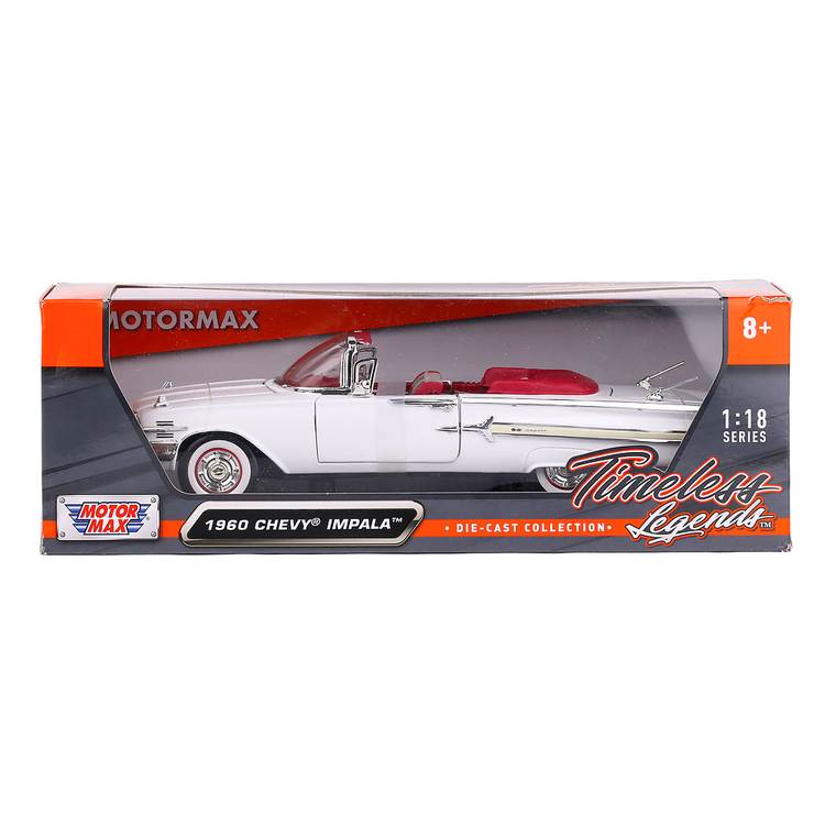 Chevrolet Impala Convertible 1960 - MotorMax 1/18 - Blanche - Capote Et Portes Ouvrantes