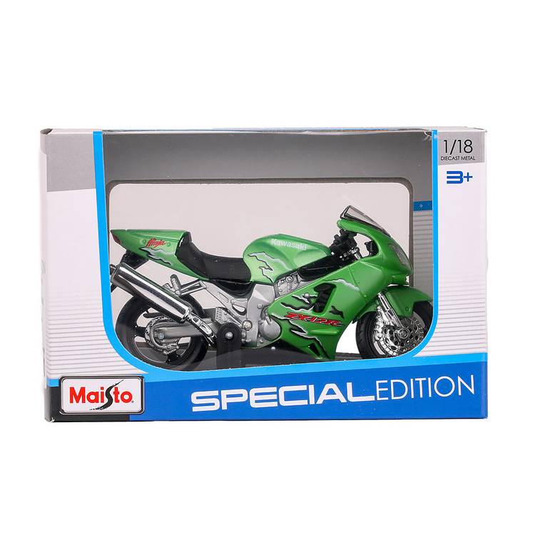 Macheta motocicleta Kawasaki Ninja ZX-12R 2001 scara 1:18 verde