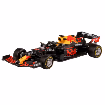 Macheta Red Bull Honda RB16B Max Verstappen Dutch GP Winner 2021 1:43 Bburago - vedere 3/4 stanga fata