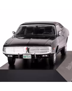 Macheta auto Dodge Charger Coupe 1972 negru cu vitrina - scara 1:43, Magazine Models