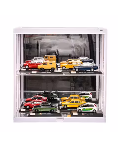 Vitrina alba cu lumini LED cu oglinda pt expunere machete scara 1:18