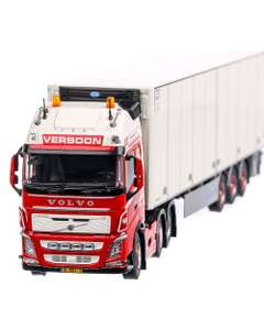 Volvo FH04 Globetrotter 2012, macheta camion cu semiremorca frigorifica, scara 1:50, rosu cu alb, Tekno