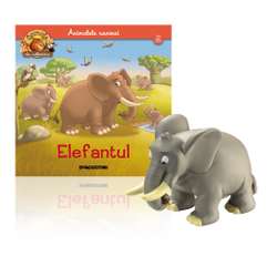 Revista Animale din Sălbăticie Nr. 2 Elefantul – revistă educativă pentru copii cu figurine Elefant și pui de leu De Agostini