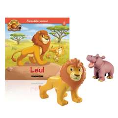 Revista Animale din Sălbăticie Nr. 3 Leul – revistă educativă pentru copii cu figurine Leu și pui de hipopotam De Agostini