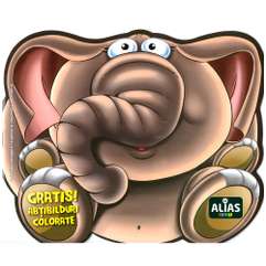 Lipeste si coloreaza - Animalute Dragute - Elefantul