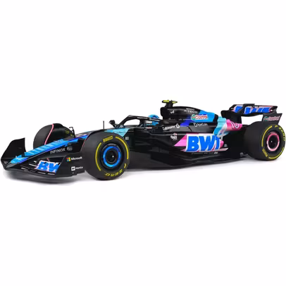 Macheta monopost Alpine A524 F1 Monaco GP 2024 Gasly 1:18 Solido - vedere 3/4 fata stanga