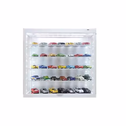 Vitrina de Perete cu LED - pentru Machete auto 1:64 - 1:43 Alb