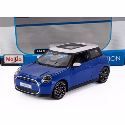 Macheta Mini Cooper SE (J01) 2024 Albastru cu Alb - Scara 1:24 - Maisto