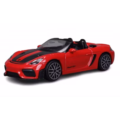 Macheta Porsche 718 Spyder RS 2024 - 1:43 Rosu-Negru - Bburago - vedere 3/4 stanga fata