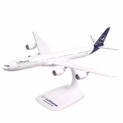 Macheta avion Airbus A340-600 Lufthansa Lubeck 2002 alb 1:250