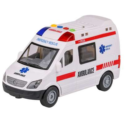 Ambulanță Mercedes Sprinter jucărie cu uși deschise, lumini roșii și albastre, sunet, 27 cm
