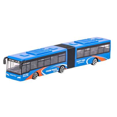 Autobuz dublu miniatură scara 1:48 metalic albastru galben 21 cm