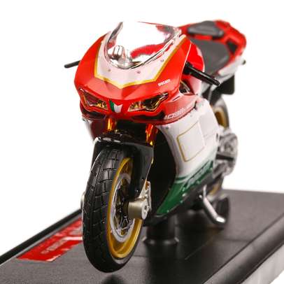 Ducati 1098S 2008, macheta motocicleta, scara 1:18, rosu cu alb si verde, Maisto