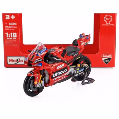 Macheta Ducati Desmosedici GP24 Bagnaia Nr.1 MotoGP 2024 1:18 – Maisto – motocicleta rosie echipa Lenovo
