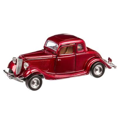 Macheta auto Ford Coupe Hardtop 1934 visiniu metalizat scara 1:24 Motor Max - vedere 3/4 stanga fata