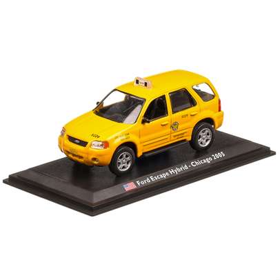 Ford Escape Hybrid Chicago Taxi 2005, macheta Taxi scara 1:43, galben, Atlas-2