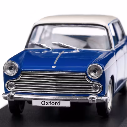 Macheta auto Morris Oxford Series VI 1970 alb cu albastru 1:43