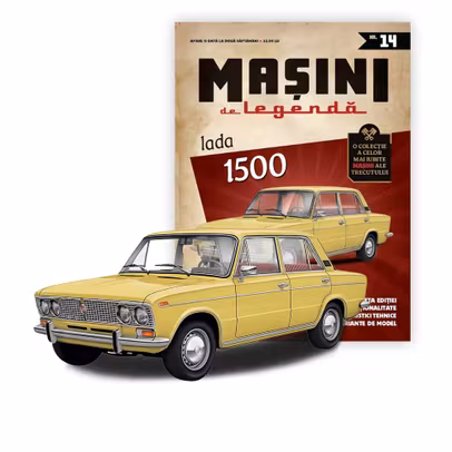 Machetă Lada 1500 Galben – Mașini de Legendă Nr.14 – Scară 1:43 - revista+macheta