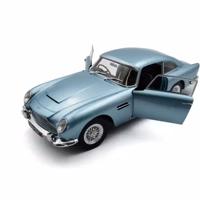 Macheta Aston Martin DB5 1964 – scara 1:18 – Solido – Albastru - vedere 3/4 stanga fata usi deschise