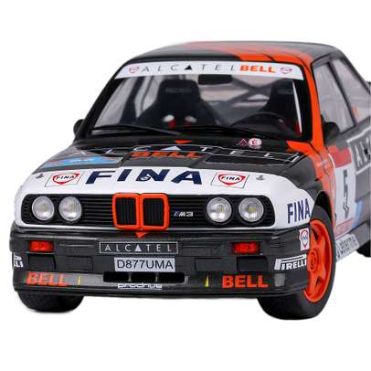 Macheta auto BMW M3 E30 Rally 1990 scara 1:18 alb cu negru Solido