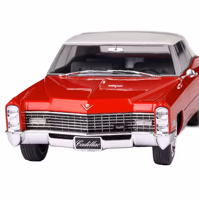 Macheta auto Cadillac Deville Convertible 1968 scara 1:18 rosu cu alb KK Scale