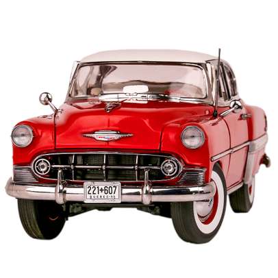 Macheta auto Chevrolet Bel Air Hardtop 1953 alb cu visiniu 1:18-3