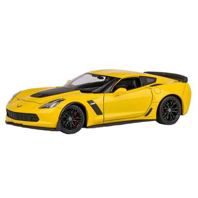 Macheta Chevrolet Corvette Z06 C7 2014 Coupe 1:24 Maisto Galben - vedere 3/4 stanga fata