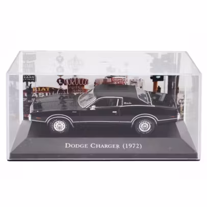 Macheta auto Dodge Charger Coupe 1972 negru cu vitrina - 1:43 Magazine Models