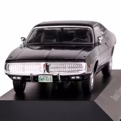 Macheta auto Dodge Charger Coupe 1972 negru cu vitrina - 1:43 Magazine Models