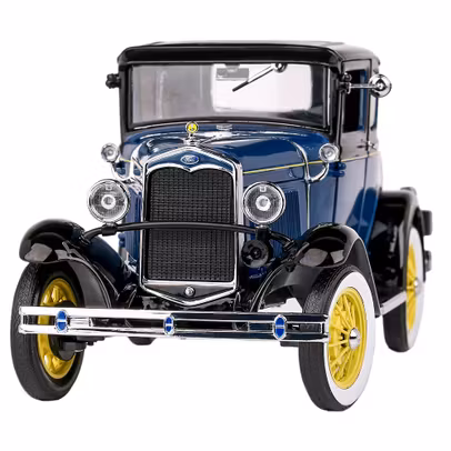 Macheta auto Ford Model A Coupe 1931 albastru 1:18 - vedere frontala