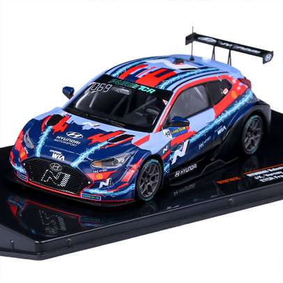 Macheta auto Hyundai Veloster N ETCR #69 Vernay 2021, scara 1:43, albastru cu rosu, Ixo